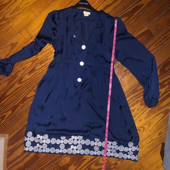 Lucca Navy Blue with White Button Geometric Dress Size Small - Picture 5 of 5